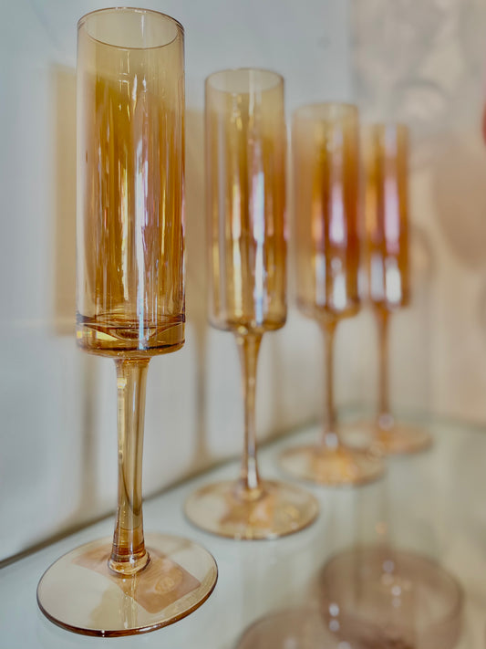 Vintage Champagne Glass - Amber Luster