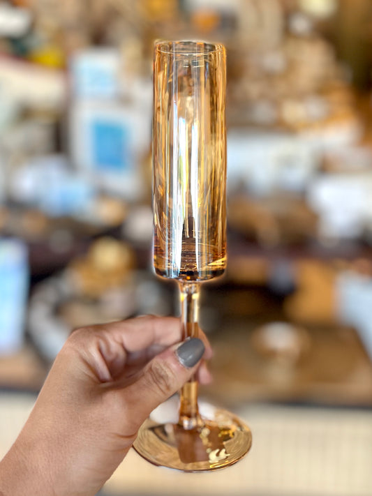 Vintage Champagne Glass - Amber Luster