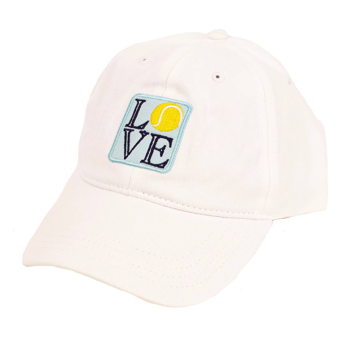 Tennis Love Baseball Hat   White/Blue/Yellow    One Size