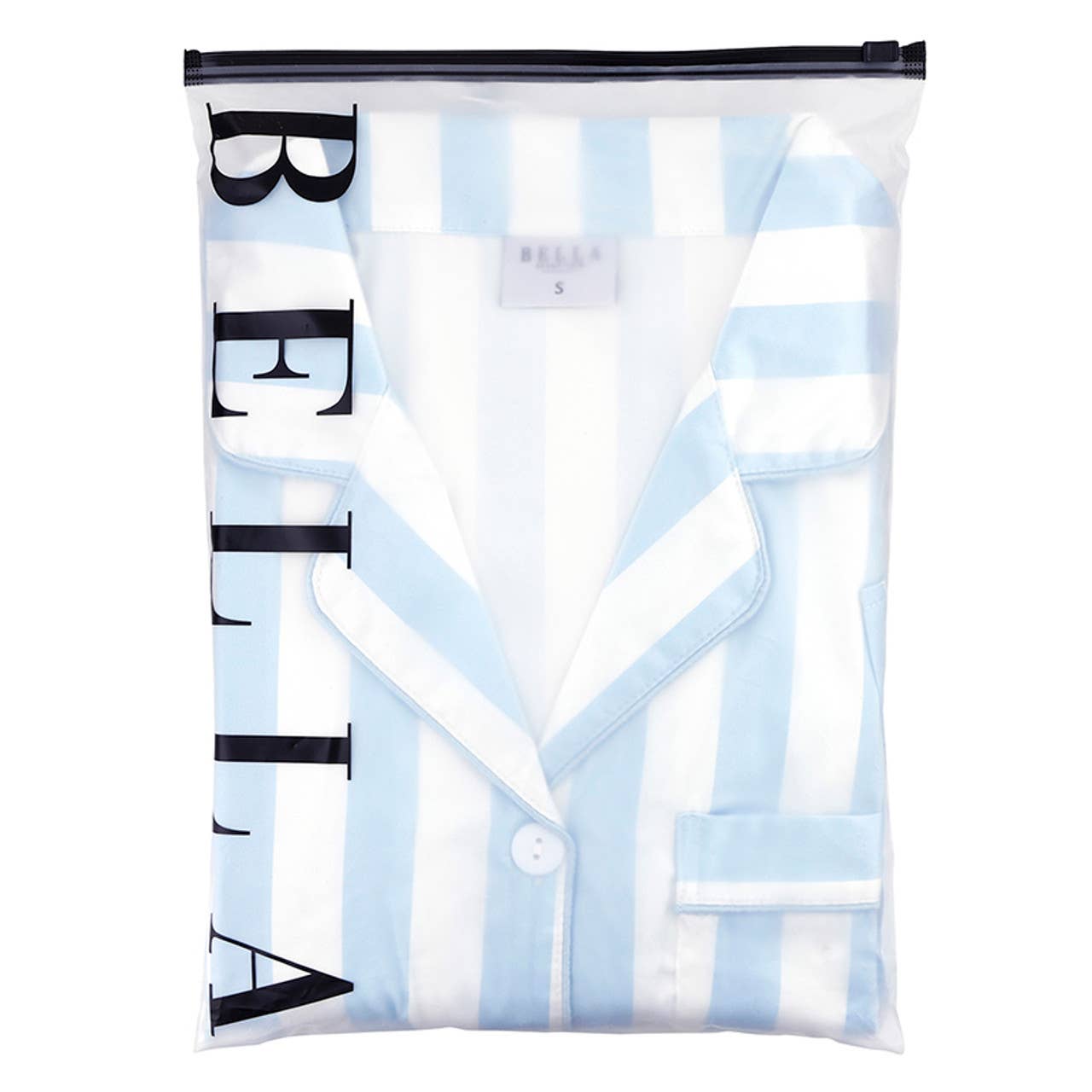 Ruffle PJ Set With Velvet Tie - Blue Stripe