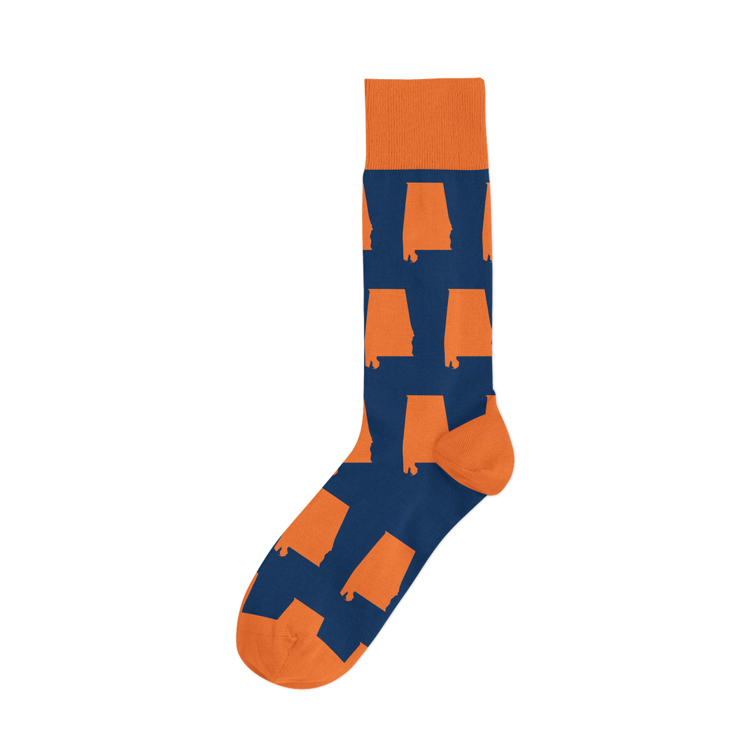 Alabama AL Navy/Orange Sock