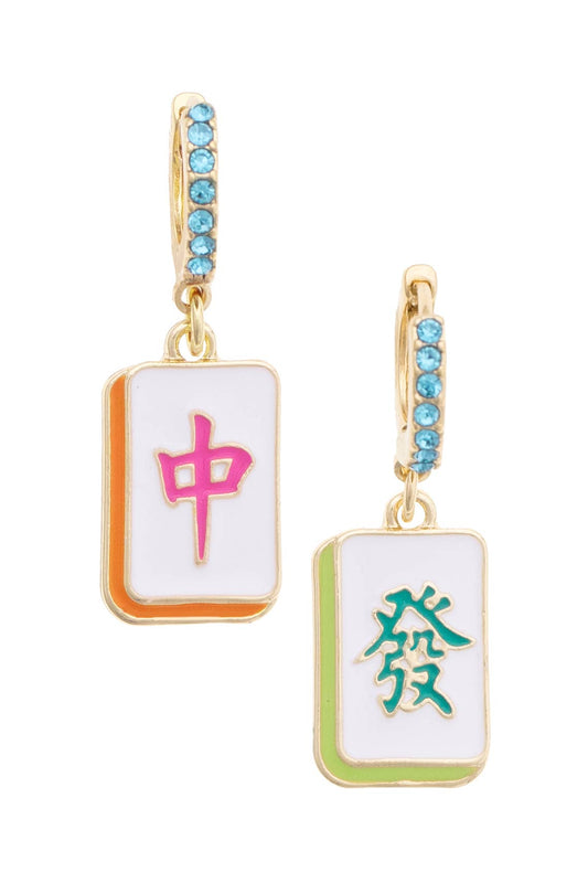 Mahj Pave Huggie Hoop Earrings