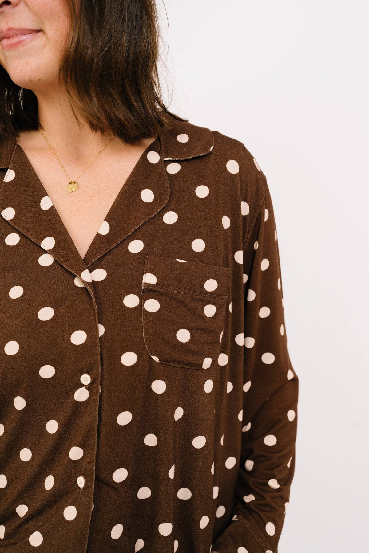 Espresso Polkadot Women's Bamboo Pajama Set