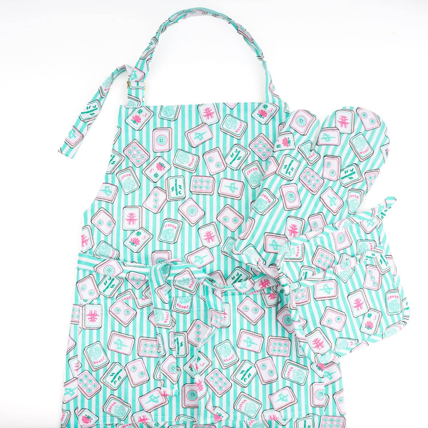 Mahjong Stripe Oven Mitt Set