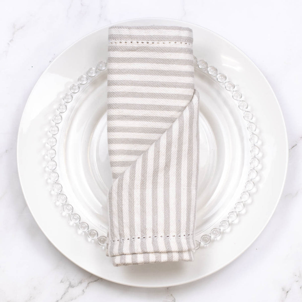 Madison Stripe Linen Napkin - Gray/White