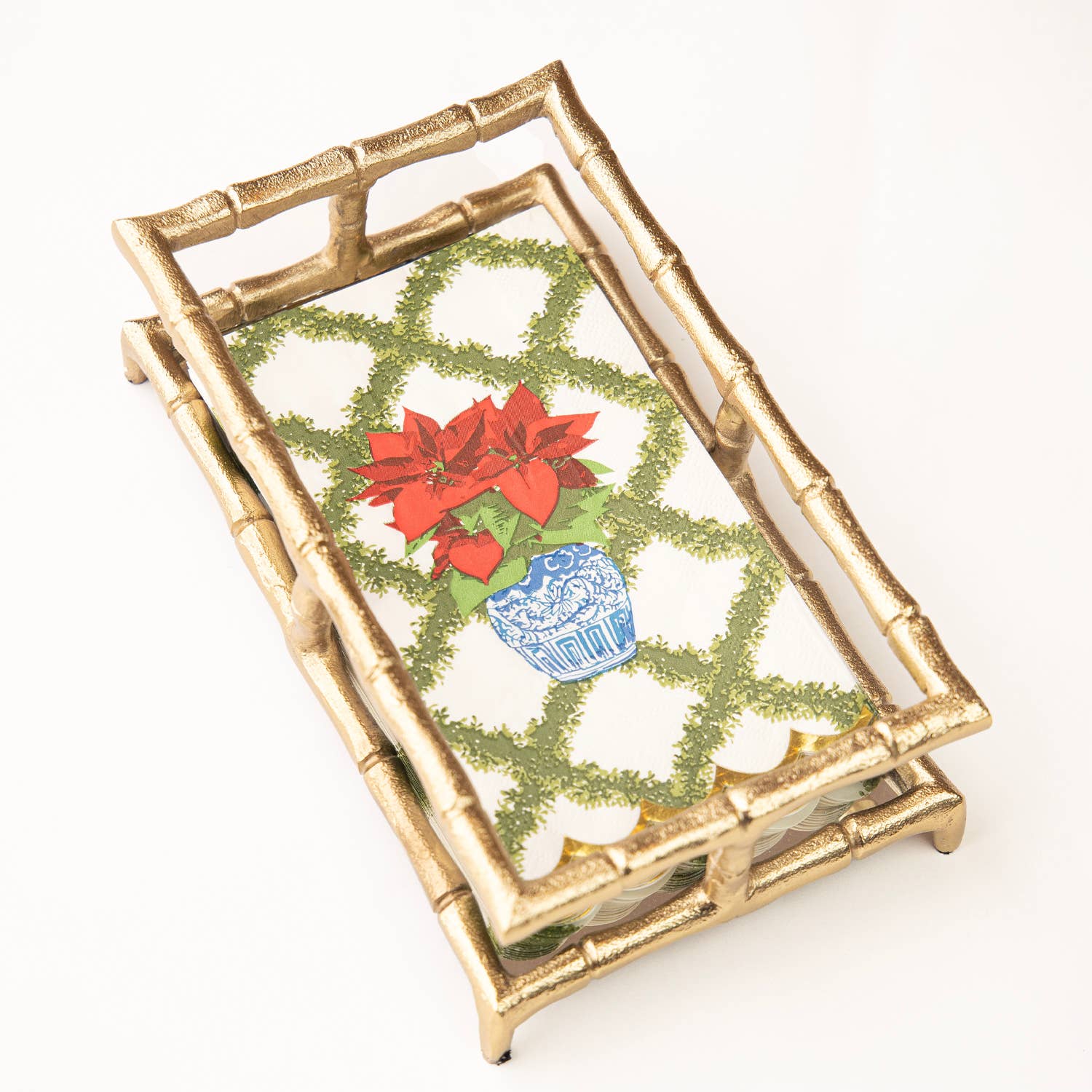 Interwoven Poinsettias Paper Guest Towel