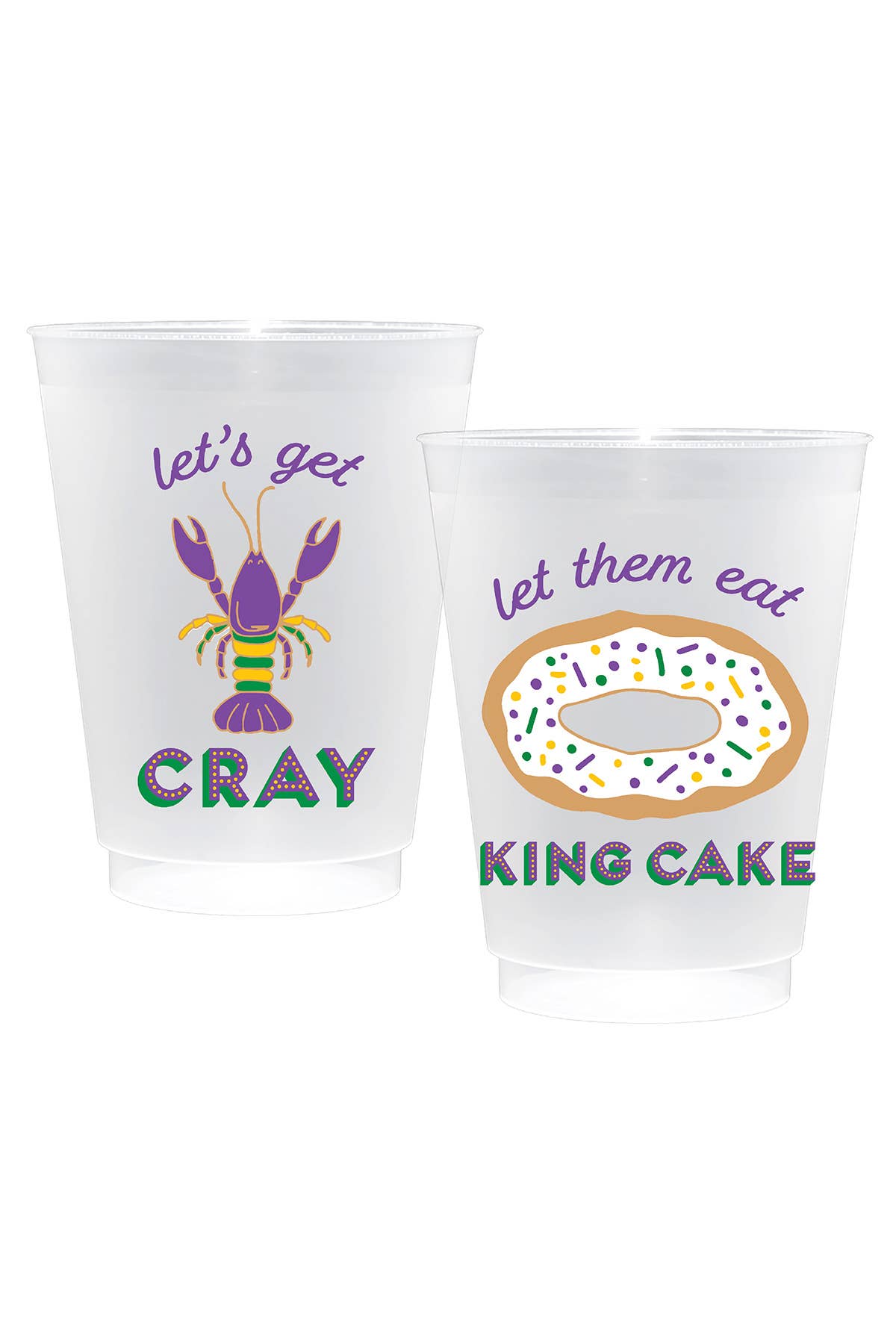 Mardi Gras Shatterproof Frost Flex Plastic Cups (Set of 10)