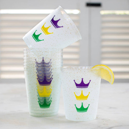 Victoria Crown Party Cups   Gold/Purple/Green/Yellow   16oz   Set of 10