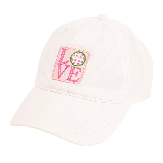 Pickleball Love Baseball Hat   White/Pink/Green   One Size