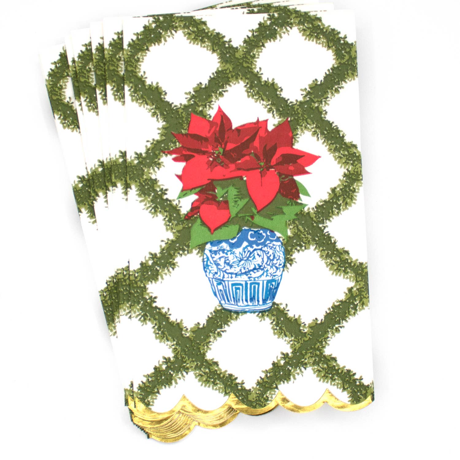 Interwoven Poinsettias Paper Guest Towel - Thumbnail 4