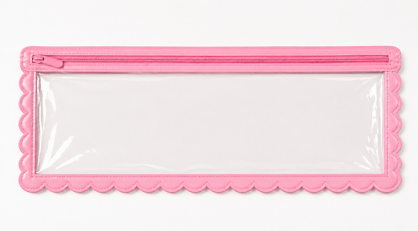 Splash-Proof Mahjong Card Holder for Pool Mahjong - Pink Scallops STANDARD SIZE