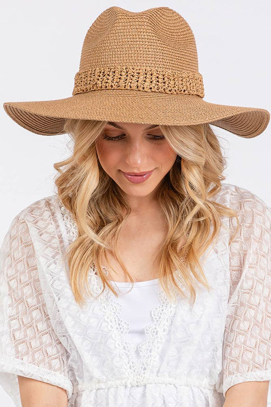Paper Straw Braid Band Summer Solid Sun Hat