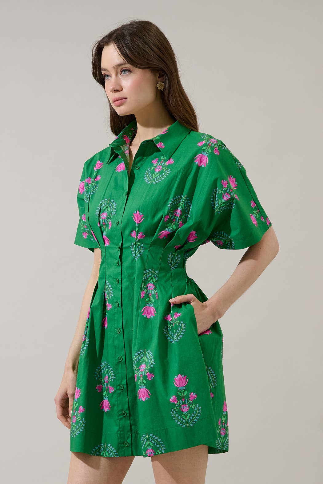 Saura Floral Alix Button Down Mini Dress