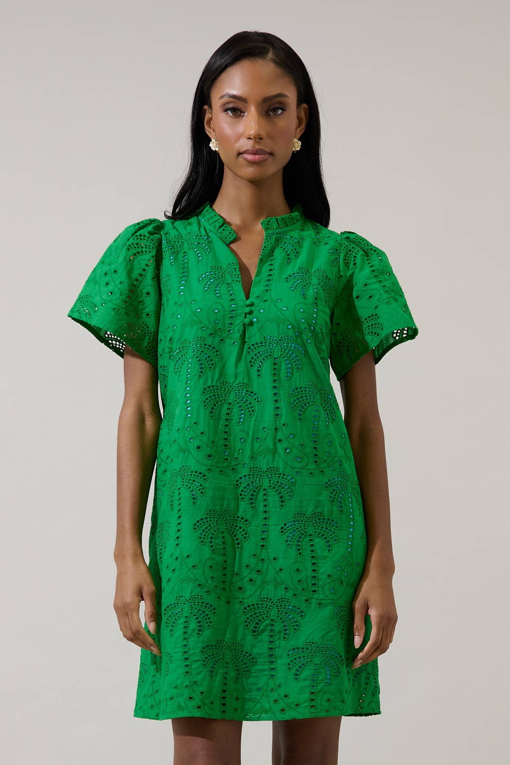 Palms Eyelet Ema Shift Mini Dress