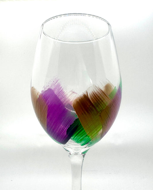Mardi Gras | Stem Wine Glasses | Wine Glasses | Hand Painted