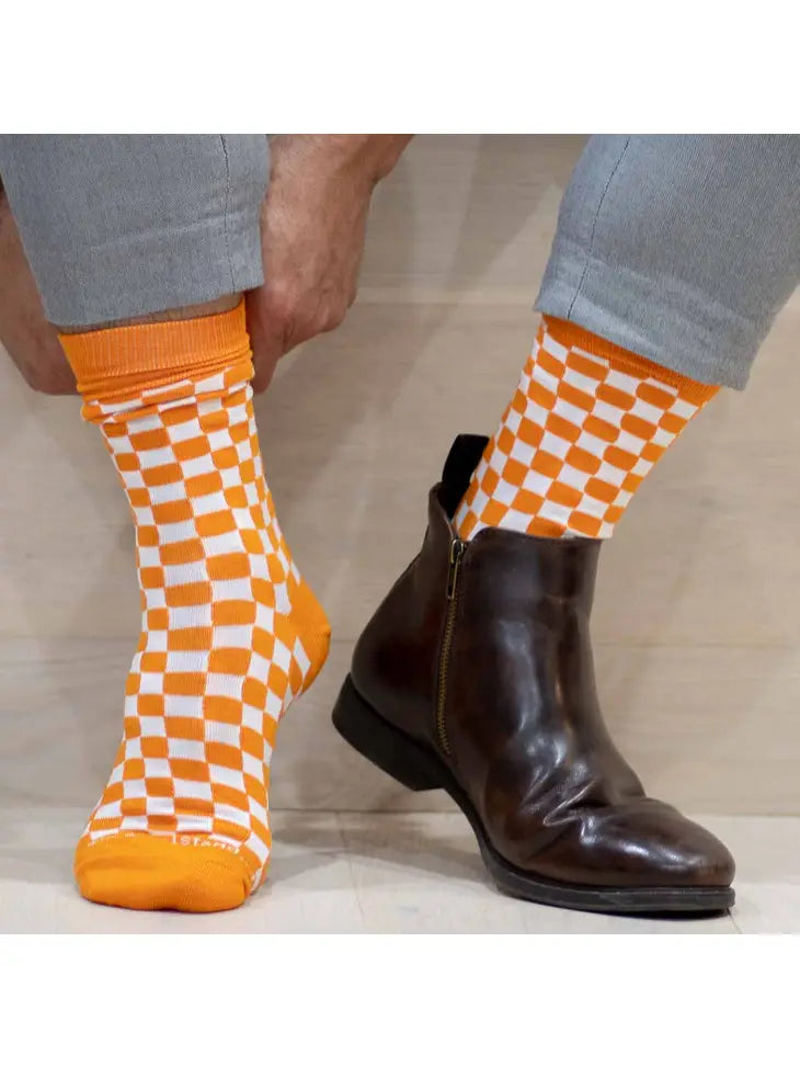 Orange Checkerboard Socks