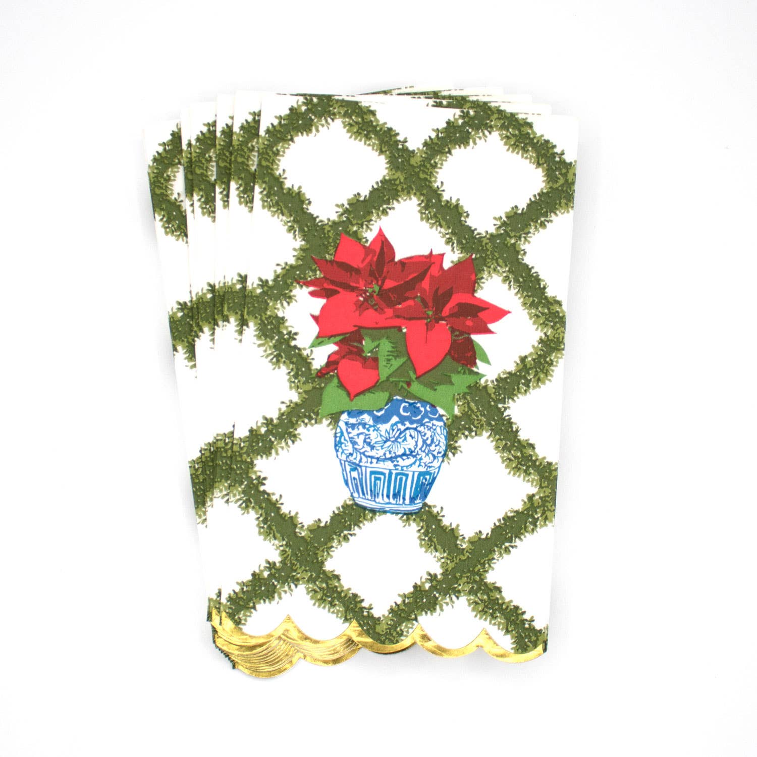 Interwoven Poinsettias Paper Guest Towel - Thumbnail 3