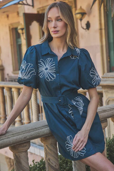 Aurely Embroidery Mini Dress