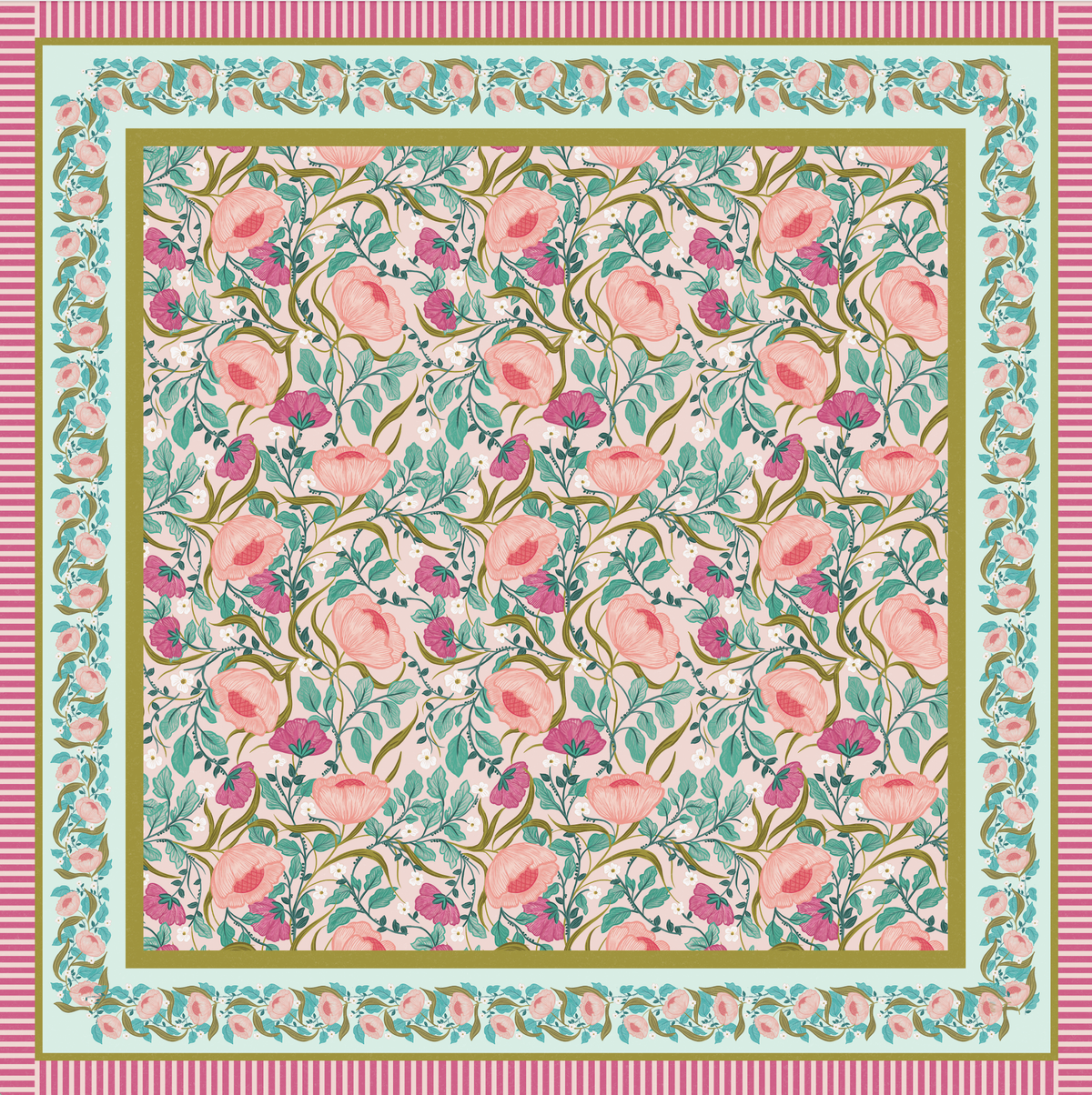 Mahjong Floral Tablecloth