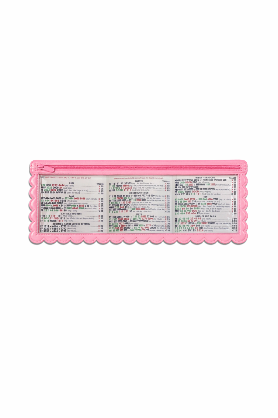 Splash-Proof Mahjong Card Holder for Pool Mahjong - Pink Scallops STANDARD SIZE