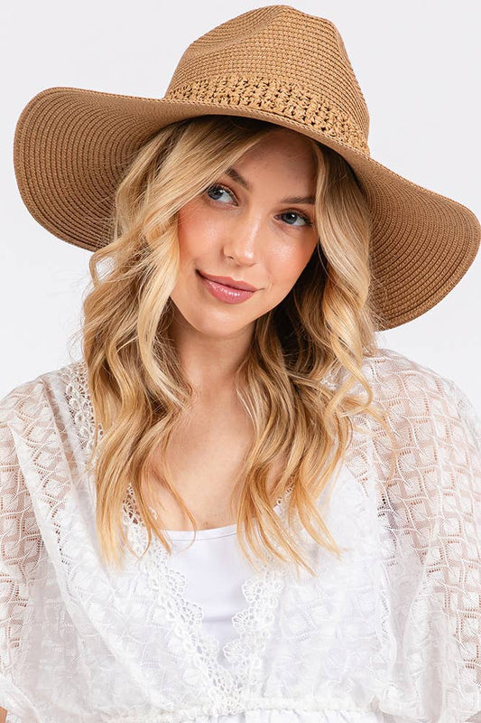 Paper Straw Braid Band Summer Solid Sun Hat
