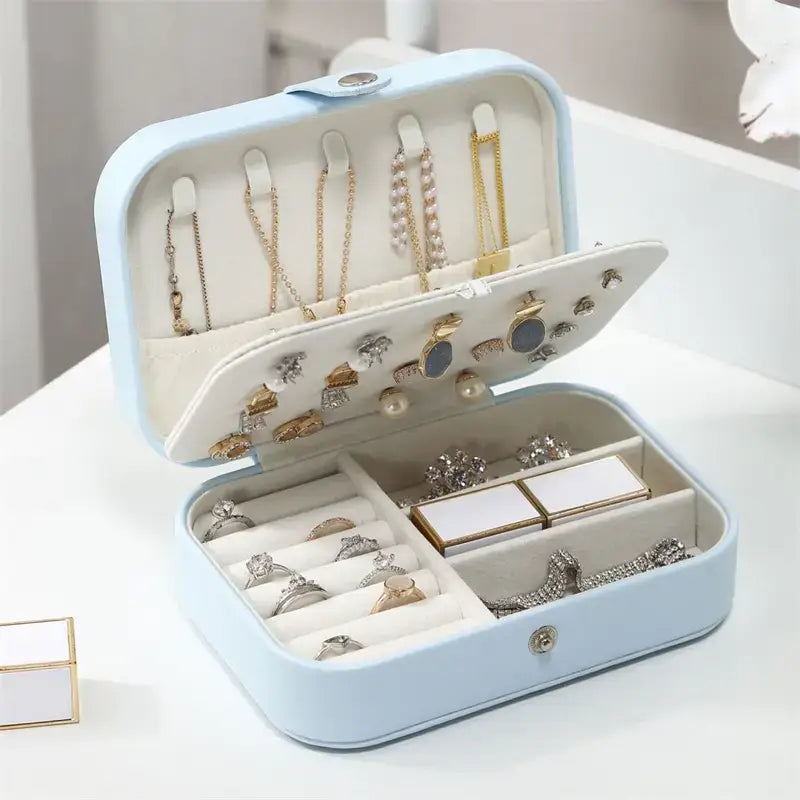 Portable Travel Jewelry Box, Stylish Vegan Leather box