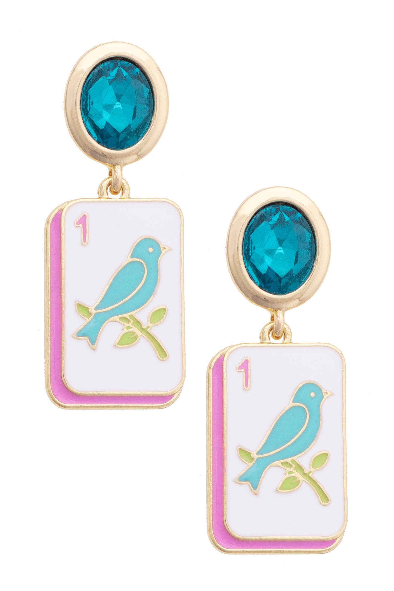 Bird Bam Drop Earrings in Aqua