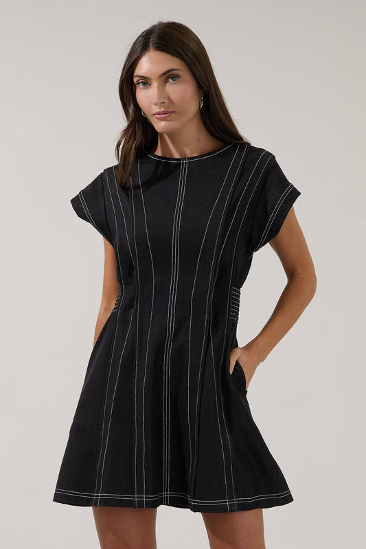 Alaya Pleated Denim Dress