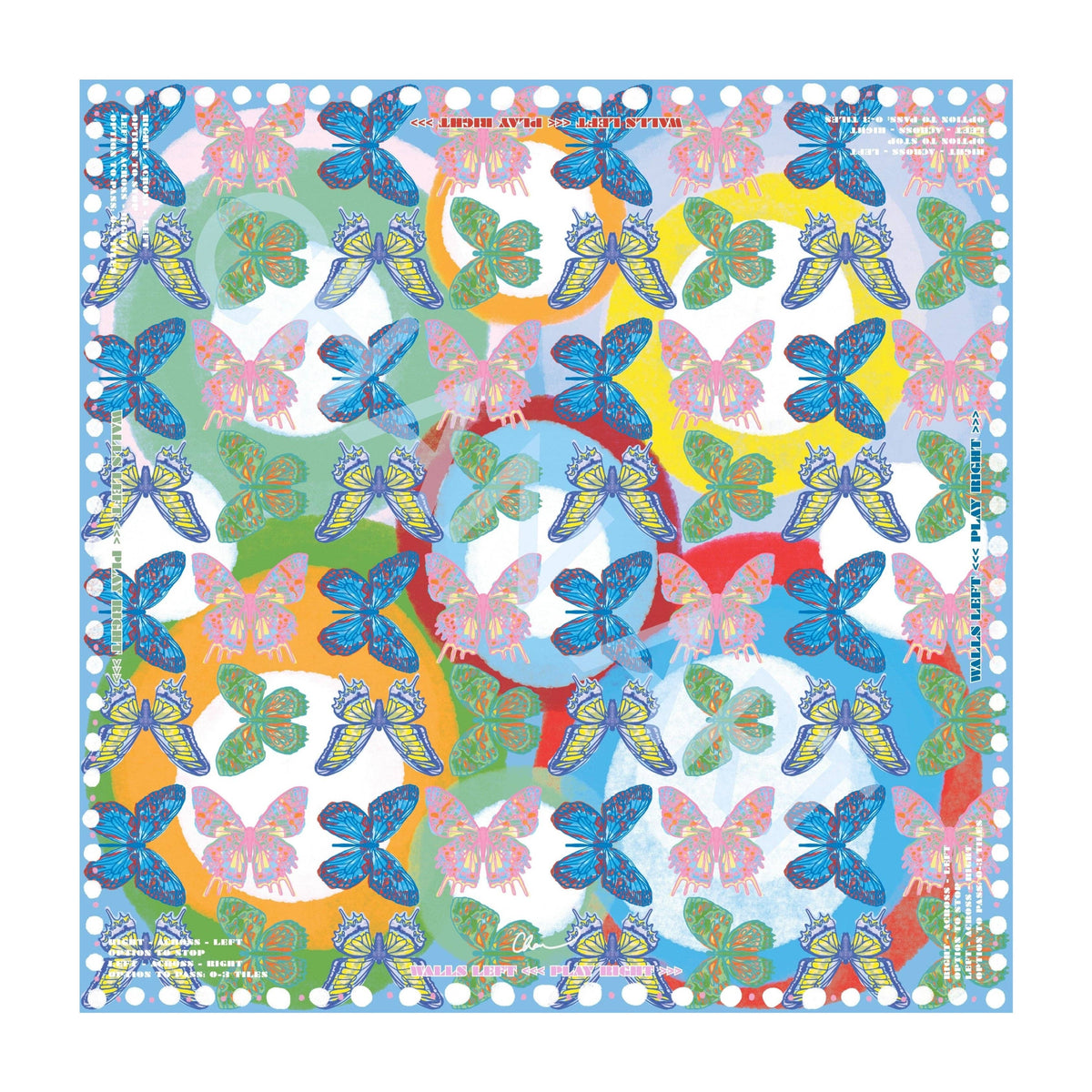 Blue Butterfly Dot Mahjong Mat