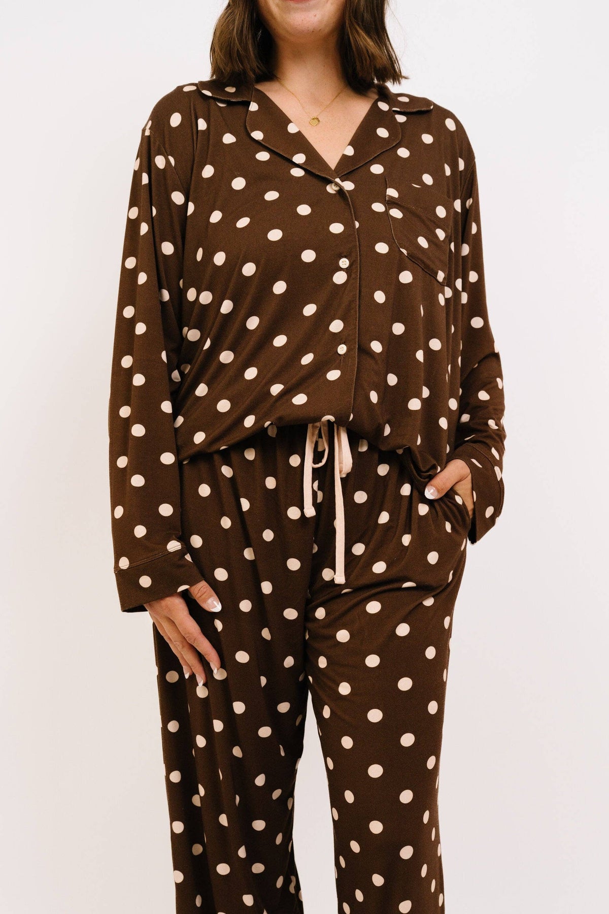 Espresso Polkadot Women's Bamboo Pajama Set