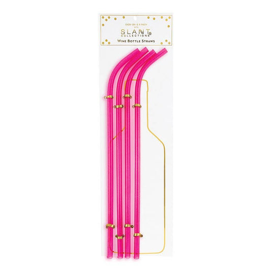 Hot Pink Wine Bottle Glitter Straws