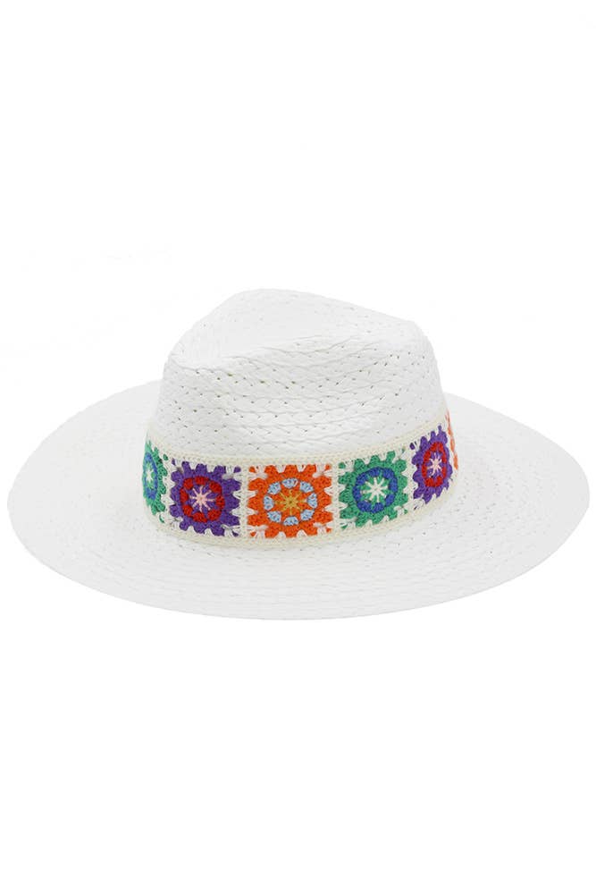 Crochet Band Straw Hat