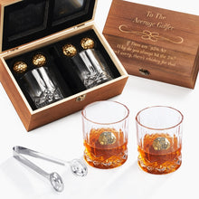 Load image into Gallery viewer, Whiskey Glass With Golf Ball Chillers &amp; Coasters Gift Box
