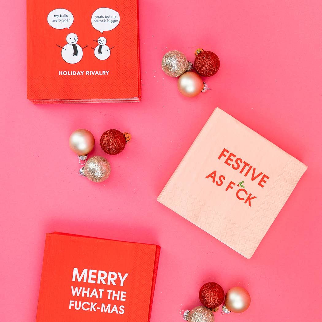 Holiday Rivalry - Funny Holiday Cocktail Napkins