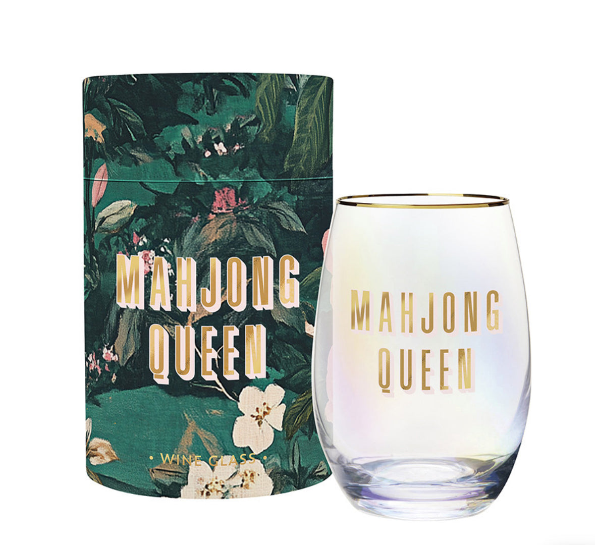 Mahjong Queen Wine Glass