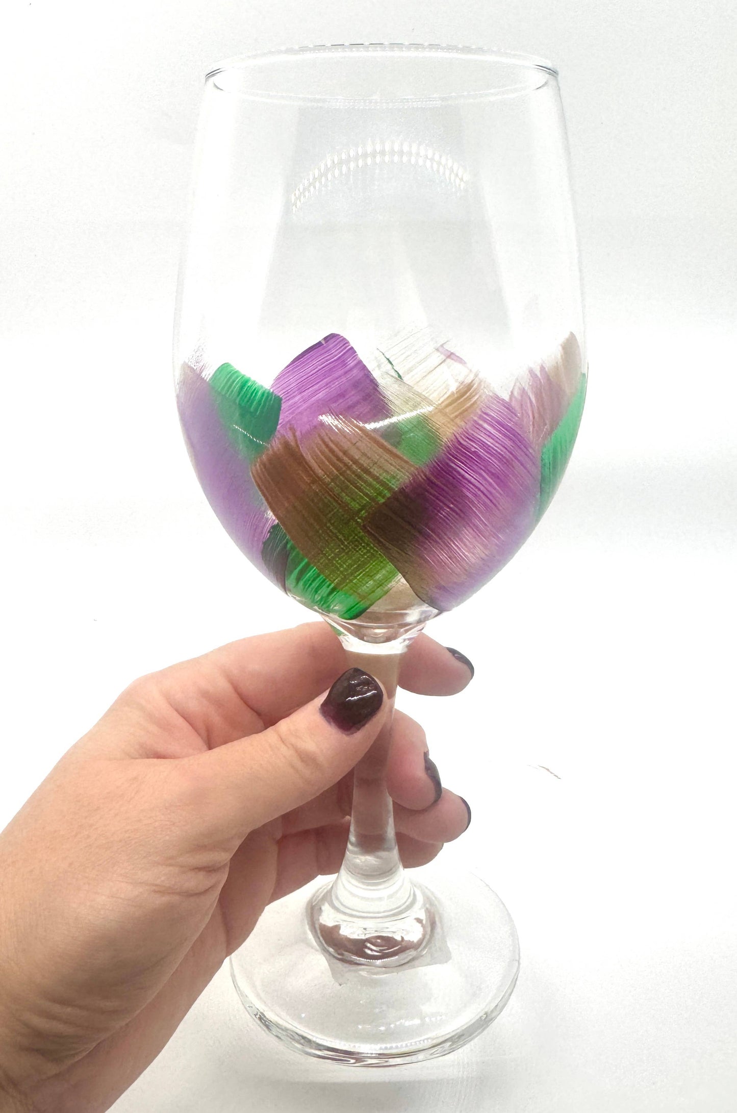 Mardi Gras | Stem Wine Glasses | Wine Glasses | Hand Painted