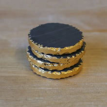 Load image into Gallery viewer, Black &amp; Gold Marble Coasters
