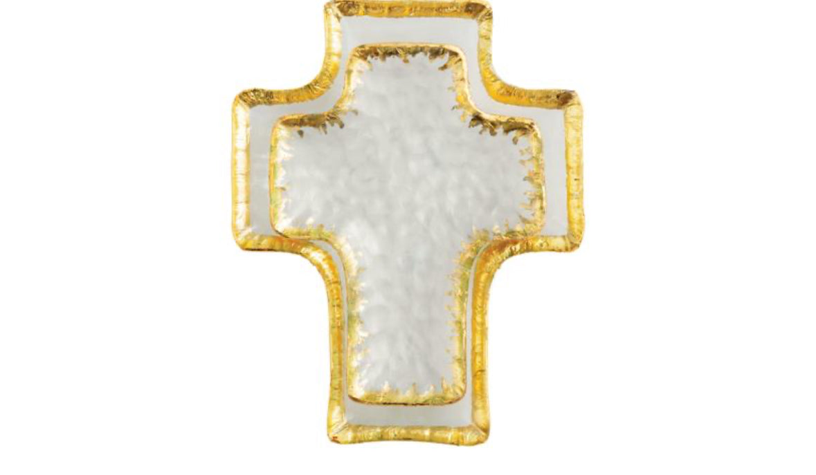 Gold Glass Cross Nested Tidbit Trays