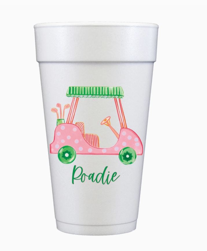 Girly Golf Cart Roadie Foam Cups