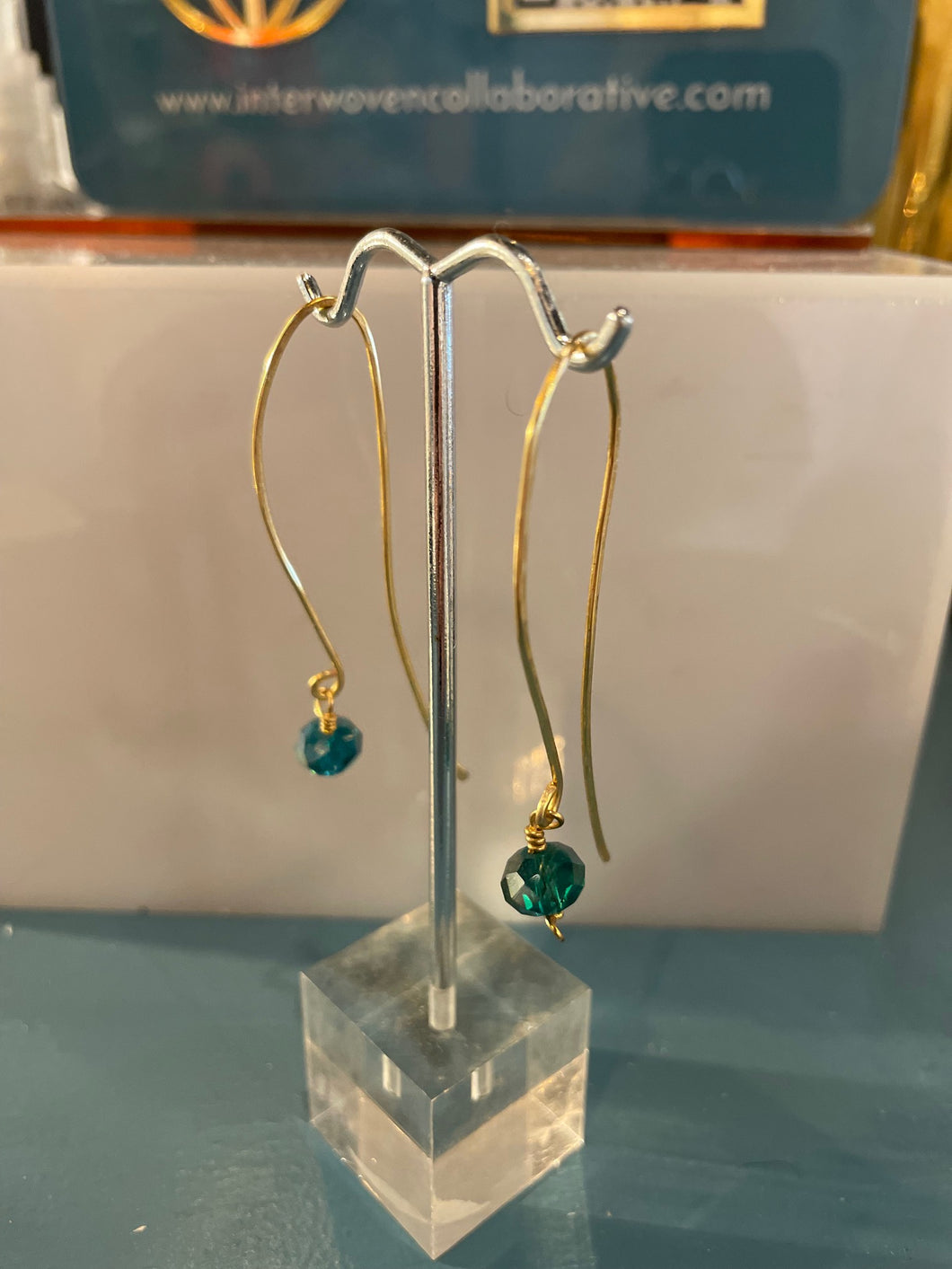SZ - #01 Gold Crystal Dangle Earrings