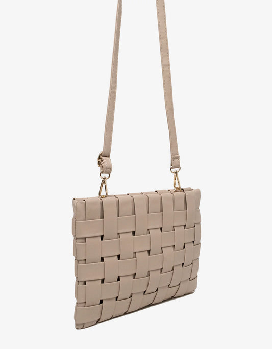 Large Lindy Woven Clutch - Light Tan