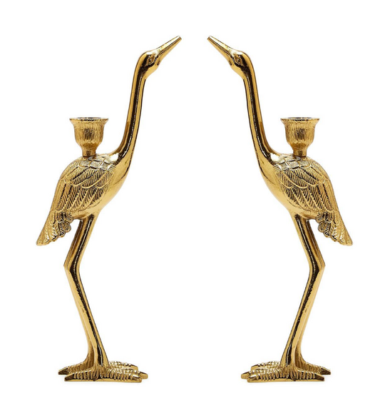 Set of 2 Crane Candle Holder