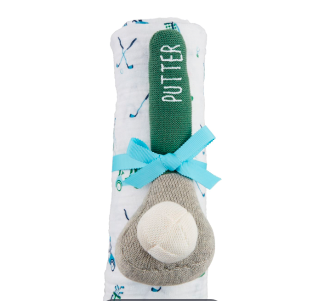 Gold Swaddle & Rattle