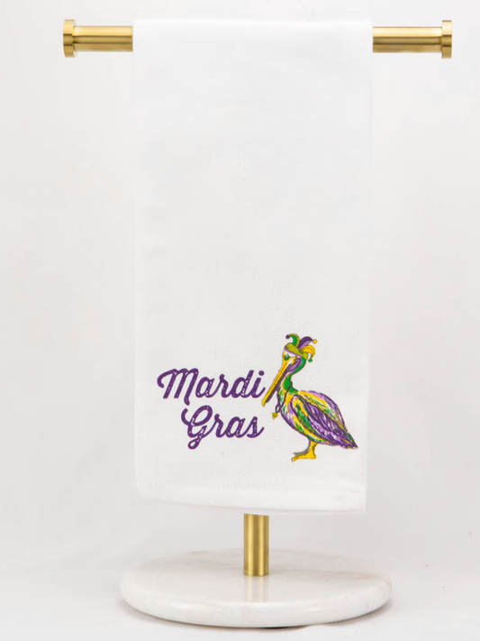 Mardi Gras Pelican Towel
