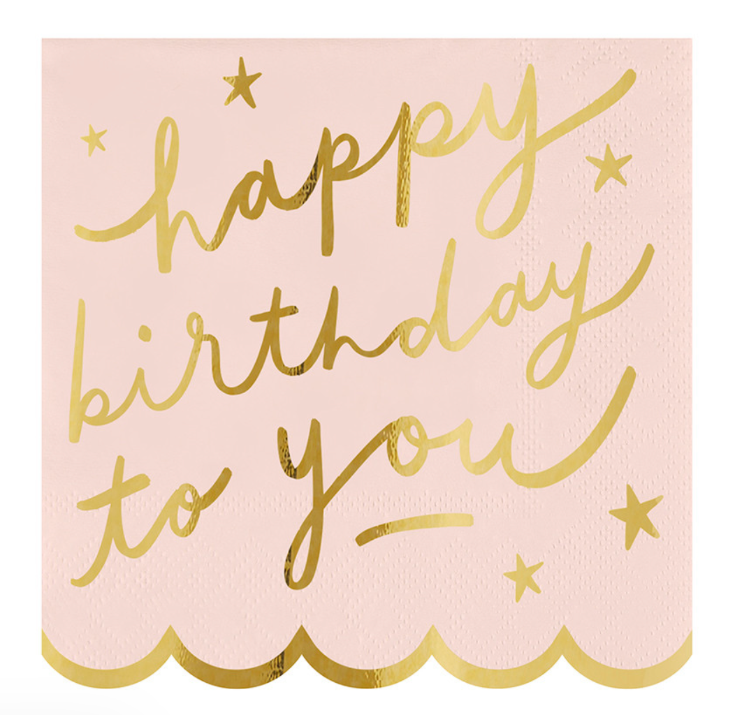Scalloped Cocktail Napkins - Happy Birthday To You