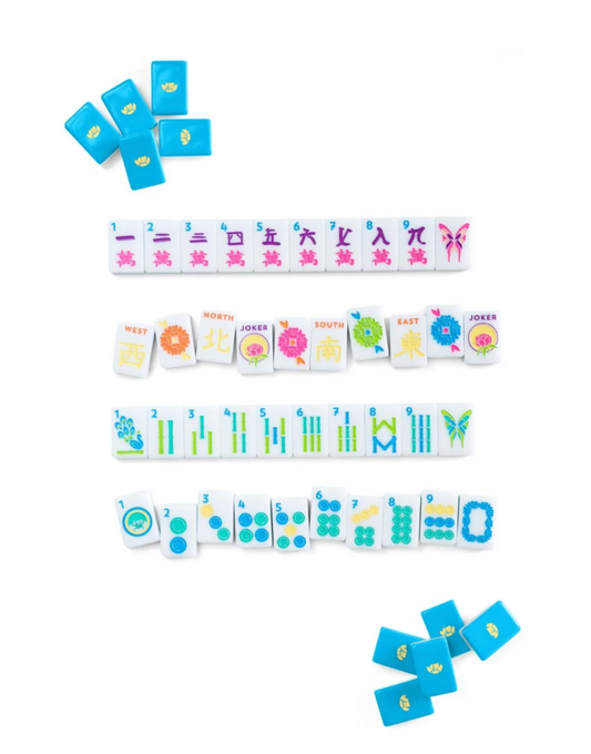 Electric Blue Mahjong House Tiles