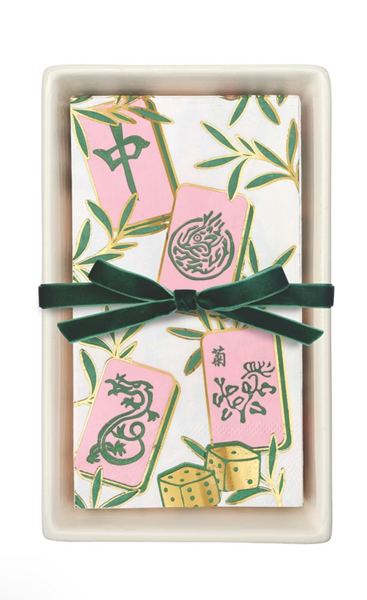 Ceramic Guest Napkin Tray + Tile Napkins