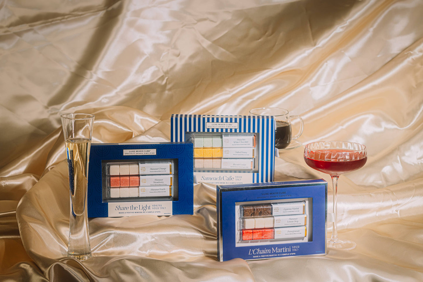 L’Chaim Shimmer Martini Mixer Trio (Espresso, Pomegranate)