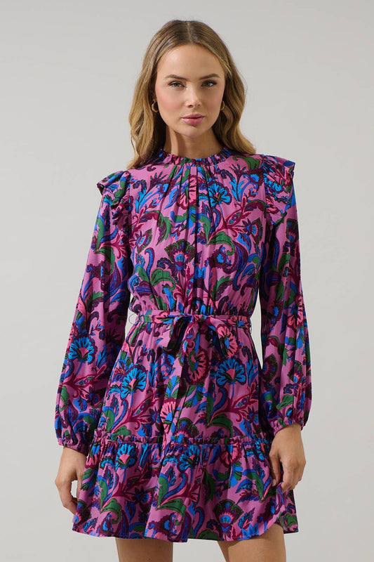 Valier Floral Balloon Sleeve Blouson Dress