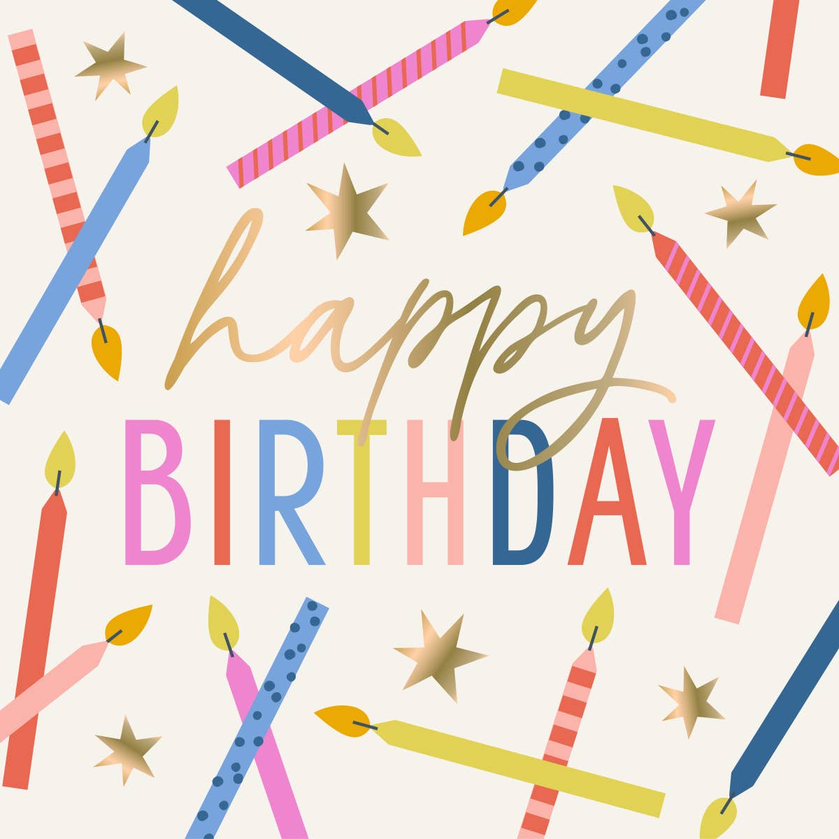 Cocktail Napkins-Happy Birthday Candles Foil